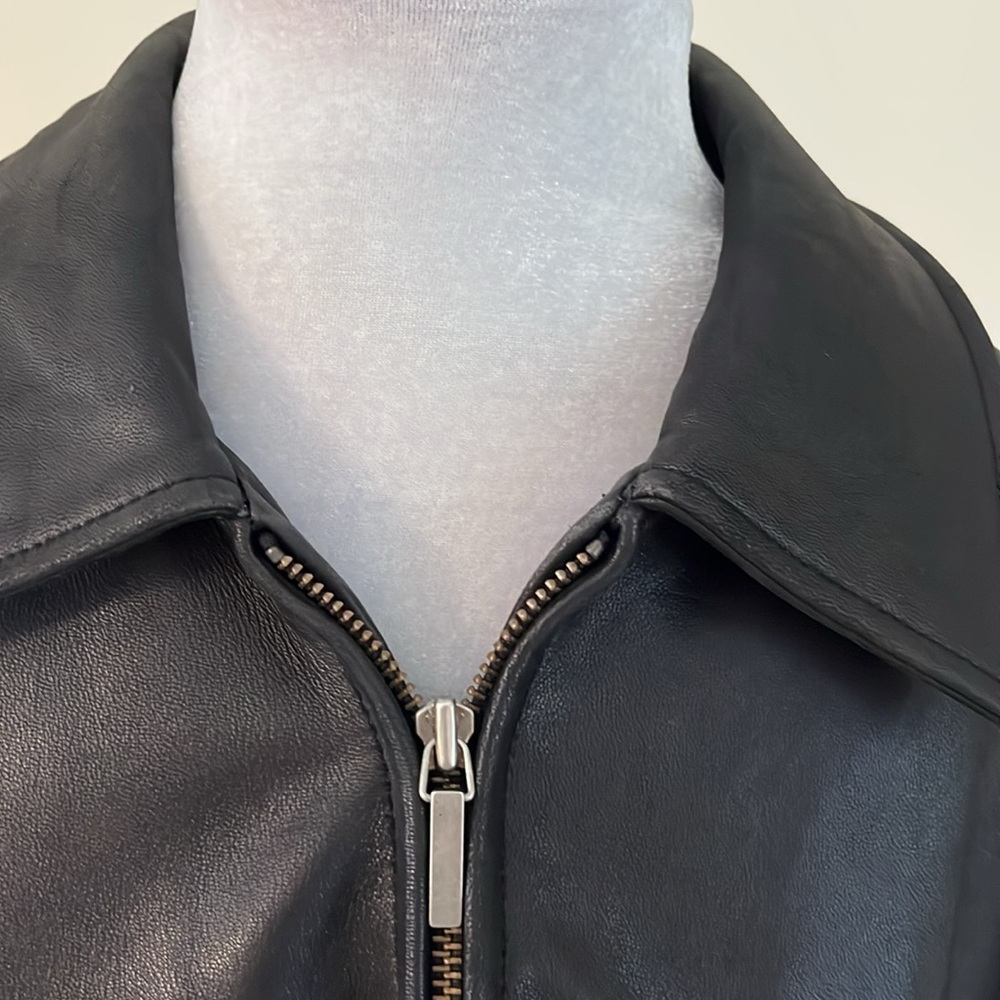 Women's Black Leather Jacket - Picture 7 of 16